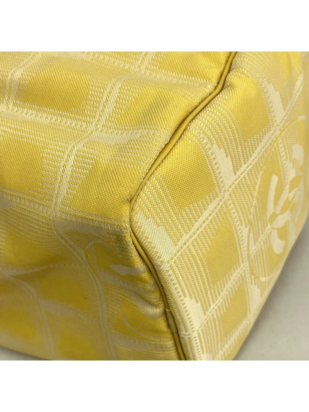 Chanel Shoulder Bag New Travel Nylon Yellow Silver